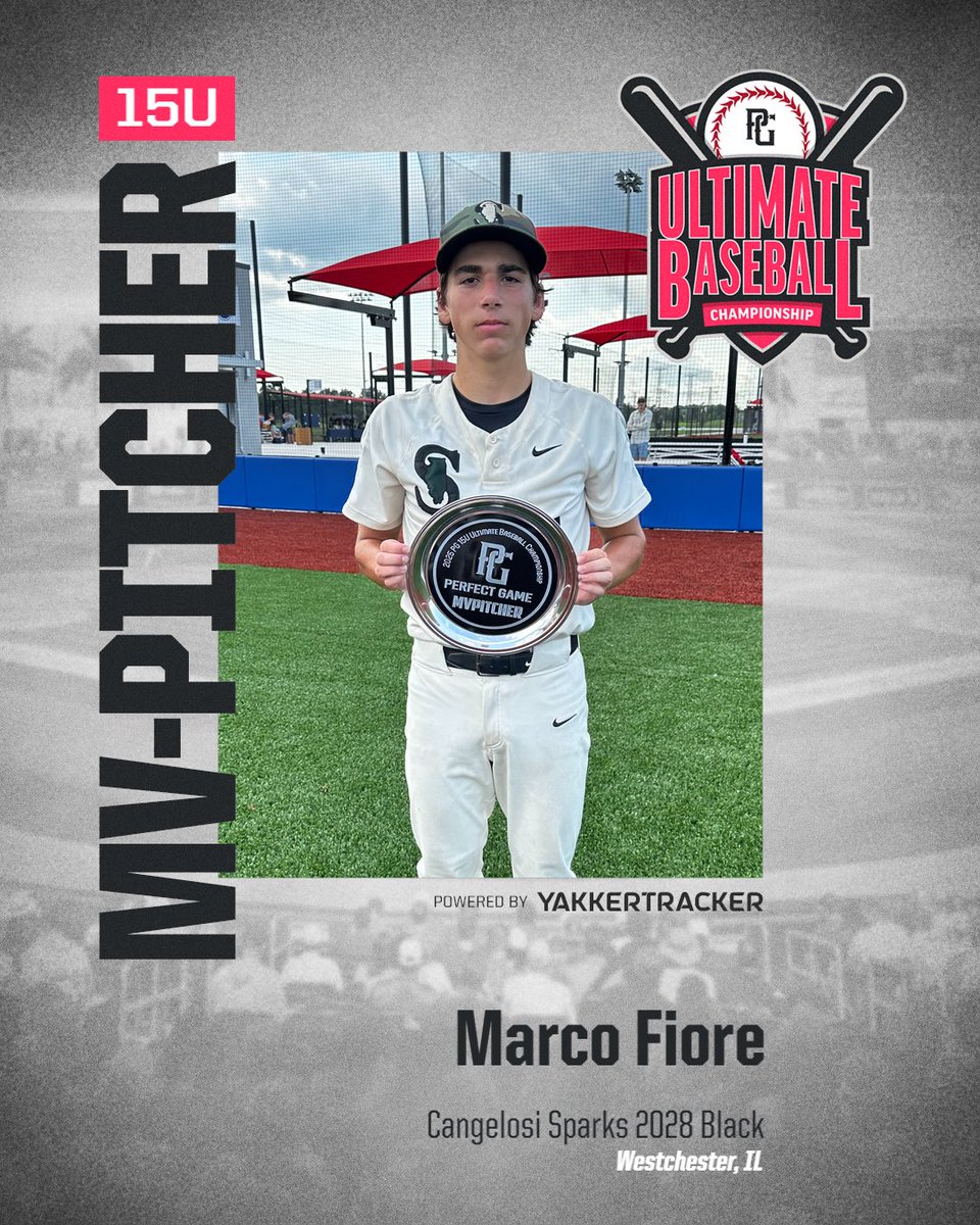 2025 PG 15u Ultimate Baseball Championship Midwest (X) Atlantic

Champions🥇: Cangelosi Sparks 2028 Black
Finalists🥈: Artillery Baseball 2028 Scout
MVP🎖️: Peter Pignatiello
MVPitcher🎖️: Marco Fiore
