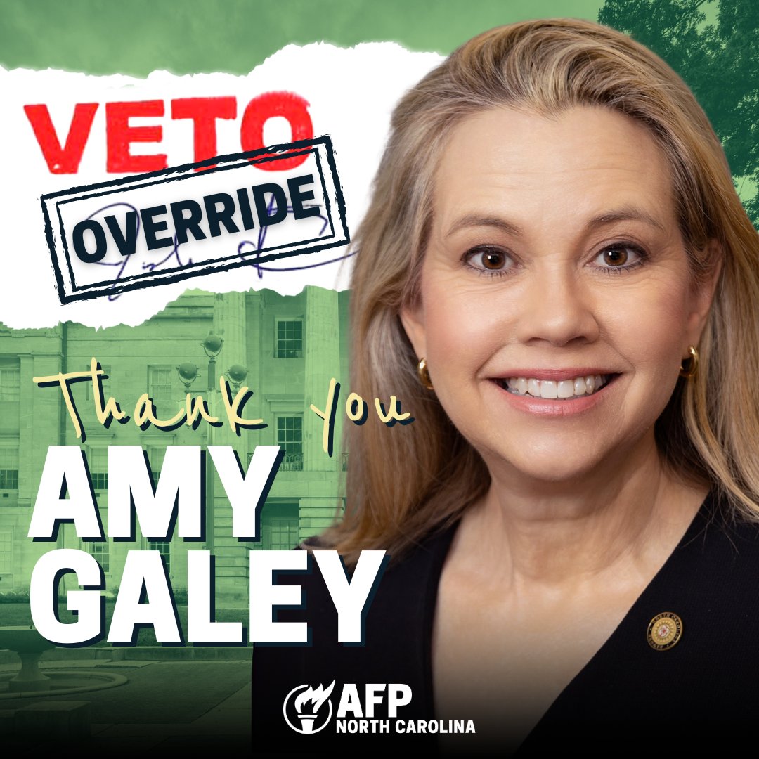 AFP-NC (@afpnc) on Twitter photo Thank you, <a href="/amyscottgaley/">Senator Amy Galey</a> for putting policy over politics.
Your vote to override the vetoes shows true leadership—putting North Carolinians ahead of partisanship and standing up for smart, principled policy. Thank you, <a href="/amyscottgaley/">Senator Amy Galey</a> for putting policy over politics.
Your vote to override the vetoes shows true leadership—putting North Carolinians ahead of partisanship and standing up for smart, principled policy.