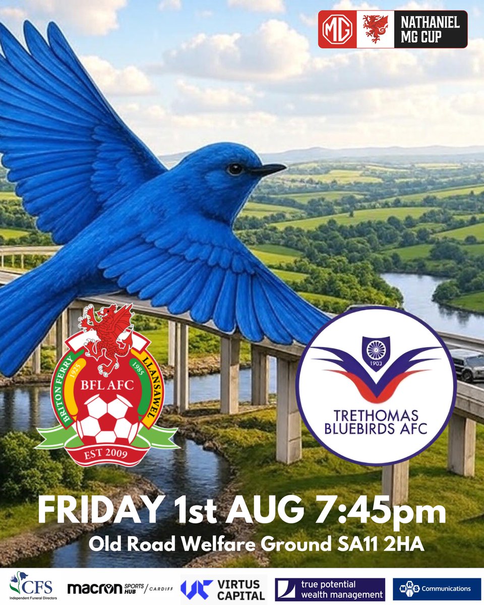 💙Nathaniel MG Cup💙
This Friday sees us take on Cymru Premier opposition with a trip to <a href="/bflafc/">BFL AFC</a> in Round 2 of the cup.
Come and support the boys !!
#UppaTre
#NathanielMGCup