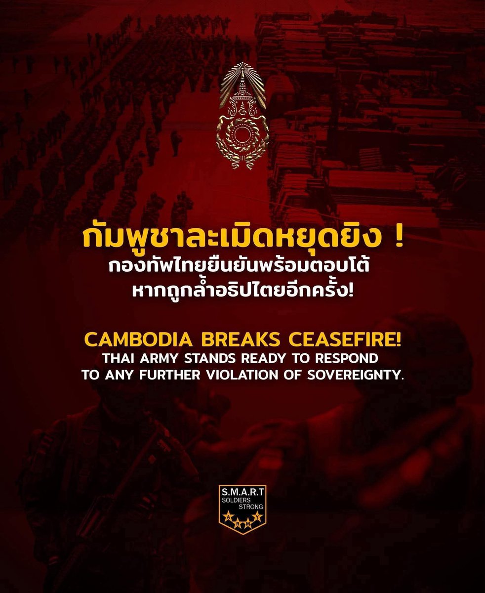 PuiPuija4's tweet photo. กัมพูชาละเมิดหยุดยิง​ #Truthformthailand #ThailandCambodia  #CambodiaBreaksCeasefire https://t.co/OsKJsoECKu