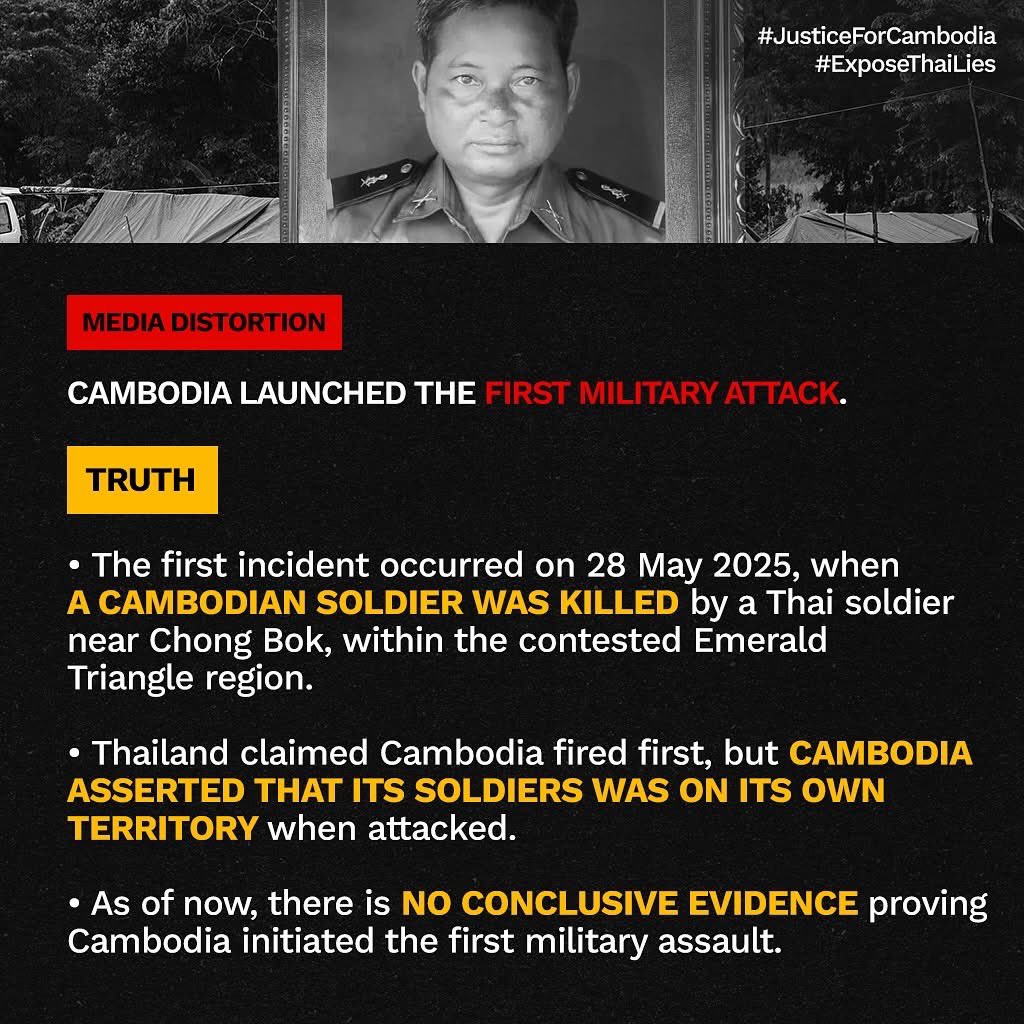 BroBen186275379's tweet photo. What the world REALLY NEEDS TO KNOW about Thai’s media distortion !! 

— 
This isn’t journalism. It’s manipulation.
The world is being fed a one-sided story and we’re done staying silent.

🇰🇭 Cambodia deserves truth.
#JusticeForCambodia #ExploseThaiLies #ExposeThailandLies https://t.co/3n08ighUXY