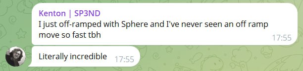 gmgm 🌞🌞 grateful to wake up to messages like this one

give it a spin yourself at spherepay.co/ramp 

or, if you're a business, DM <a href="/noahZperry/">Noah Perry</a> <a href="/CartolinDaniel/">Dan Cartolin</a> <a href="/brunoclz/">Bruno César</a> for a whiteglove onboard — first one's free 😉
