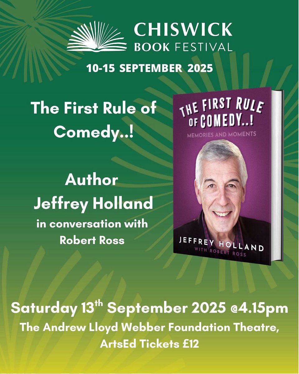 Jeffrey Holland 💙 (@jeffholland07) on Twitter photo Chiswick Book Festival! Join me with <a href="/RobertWRossEsq/">Robert Ross</a> 13th Sept, Andrew Lloyd Webber Foundation Theatre, London 4:15pm. Chatting about my life, career and new book “The First Rule of Comedy..! Memories and Moments.” <a href="/RobertWRossEsq/">Robert Ross</a> <a href="/GemmaVRoss/">Gemma Ross</a> @gemmaross <a href="/ArtsEdLondon/">ArtsEd</a> Chiswick Book Festival! Join me with <a href="/RobertWRossEsq/">Robert Ross</a> 13th Sept, Andrew Lloyd Webber Foundation Theatre, London 4:15pm. Chatting about my life, career and new book “The First Rule of Comedy..! Memories and Moments.” <a href="/RobertWRossEsq/">Robert Ross</a> <a href="/GemmaVRoss/">Gemma Ross</a> @gemmaross <a href="/ArtsEdLondon/">ArtsEd</a>