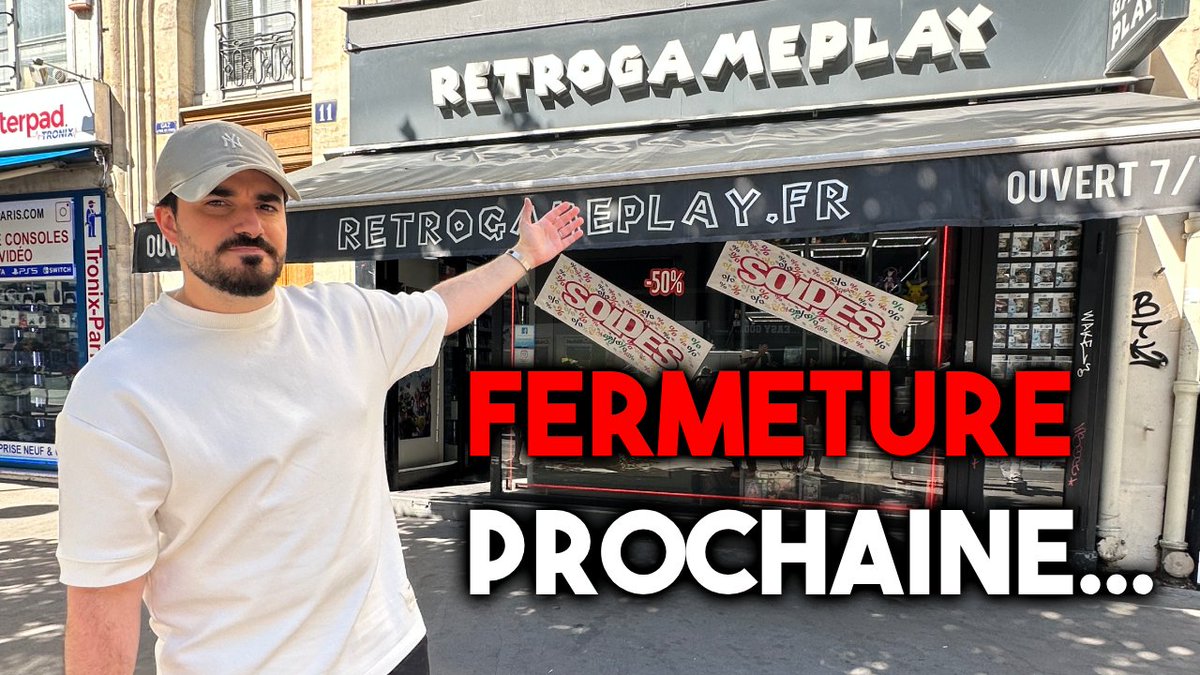 Encore un magasin de jeux vidéo qui va fermer, un emblématique du Boulevard Voltaire à Paris, Retrogameplay. C'est aussi fou que triste.

On s'y rend une nouvelle fois dans cette vidéo sur la chaîne secondaire, mais avec cette bad news en fond. 
➡️ youtube.com/watch?v=0SCPtg…