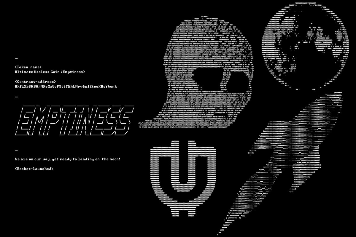 _balabaye's tweet photo. @vainxyz #EMPTINESS ❗❗❗

Ultimate #USELESS Coin 
Ca: HkfiXb8NBNjMReGzUoPSttTEhLMrw6piZteoKBsYbonk  

No blockchain, no miners, just the vast expanse of Shunyata! https://t.co/MkkNz6PEKy
