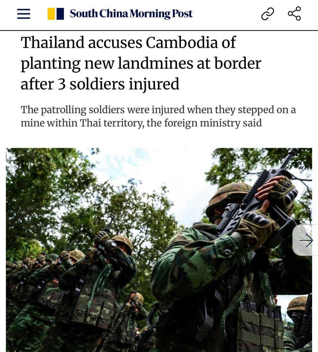 mininewwiee's tweet image. Thailand has accused Cambodia of planting new landmines on the Thai side of the shared border.

However, the blast was at a former battlefield hotspot littered with hidden explosives.

 #ExposeThailandLies