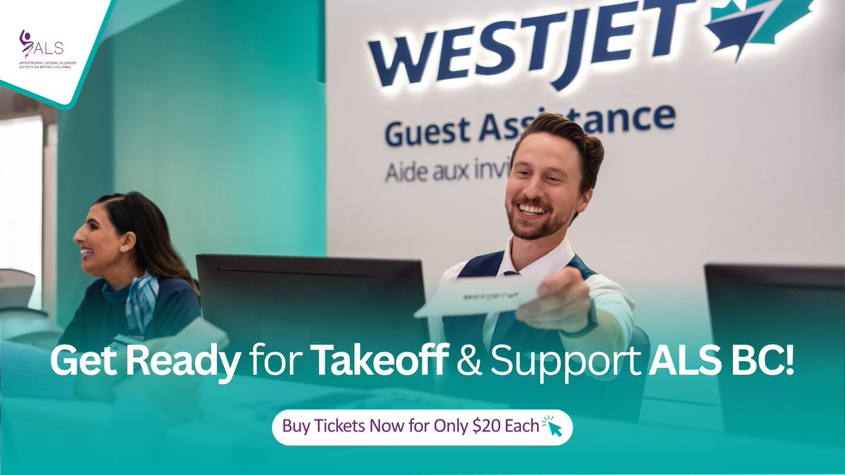 🎉 ALS BC 2025 Gift of Flight Raffle

✈️ WIN one roundtrip flight for two guests to any regularly scheduled and marketed WestJet destination! 

👉 Grab your raffle tickets now! Full rules and details are on the raffle webpage: rafflebox.ca/raffle/giftfli…

#ALSBC #raffle #Westjet