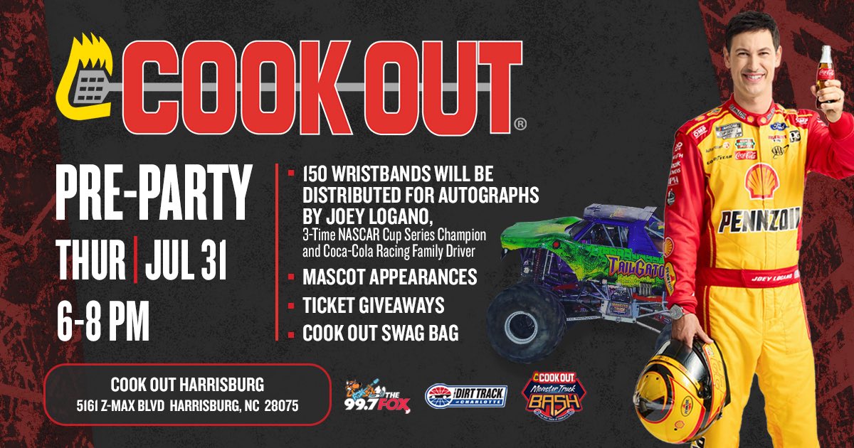 Grab a shake and a fresh auto. 😎✍️

@cookout | <a href="/joeylogano/">Joey Logano</a> | #MonsterTruckBash