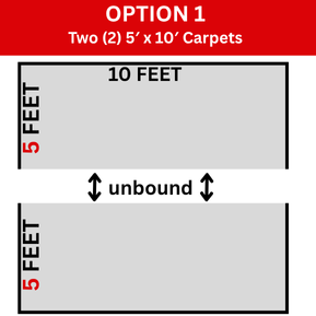 The Smart Split-Carpet Solution

Choose between:
    Two (2) 5′ x 10′ carpets bound on the outer edges
    One (1) 4′ x 10′ and one (1) 6′ x 10′ bound on outer edges

redcarpets.com/product/10-x-1…