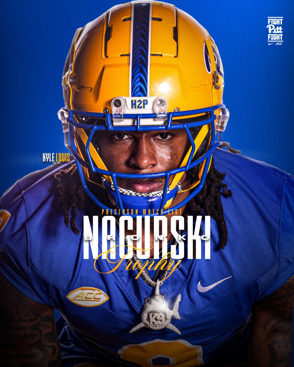 Pitt Football (@pitt_fb) on Twitter photo Bronko Nagurski Trophy ๐ Watch List
Kyle Louis ยป <a href="/K_009r/">Kyle Louisโน๐ฆ</a> ๐ฆ
Awarded to the Best Defensive Player in College Football ๐ช
๐ฐ tr.ee/NagurskiWatchLโฆ
#H2P ยป <a href="/NagurskiTrophy/">Nagurski Trophy</a> Bronko Nagurski Trophy ๐ Watch List
Kyle Louis ยป <a href="/K_009r/">Kyle Louisโน๐ฆ</a> ๐ฆ
Awarded to the Best Defensive Player in College Football ๐ช
๐ฐ tr.ee/NagurskiWatchLโฆ
#H2P ยป <a href="/NagurskiTrophy/">Nagurski Trophy</a>