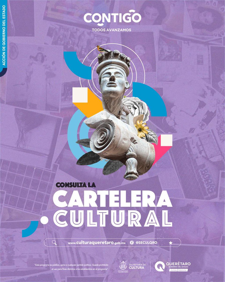 Redescubre los espacios que Querétaro te ofrece a través del arte, la música, el cine y la cultura.

📲 Consulta la cartelera cultural y haz de esta semana una experiencia distinta: mailchi.mp/ea90f170e233/c…

#Contigo #Qromunidad #CulturaDePaz #JuntosAdelante
#AlSiguienteNivel