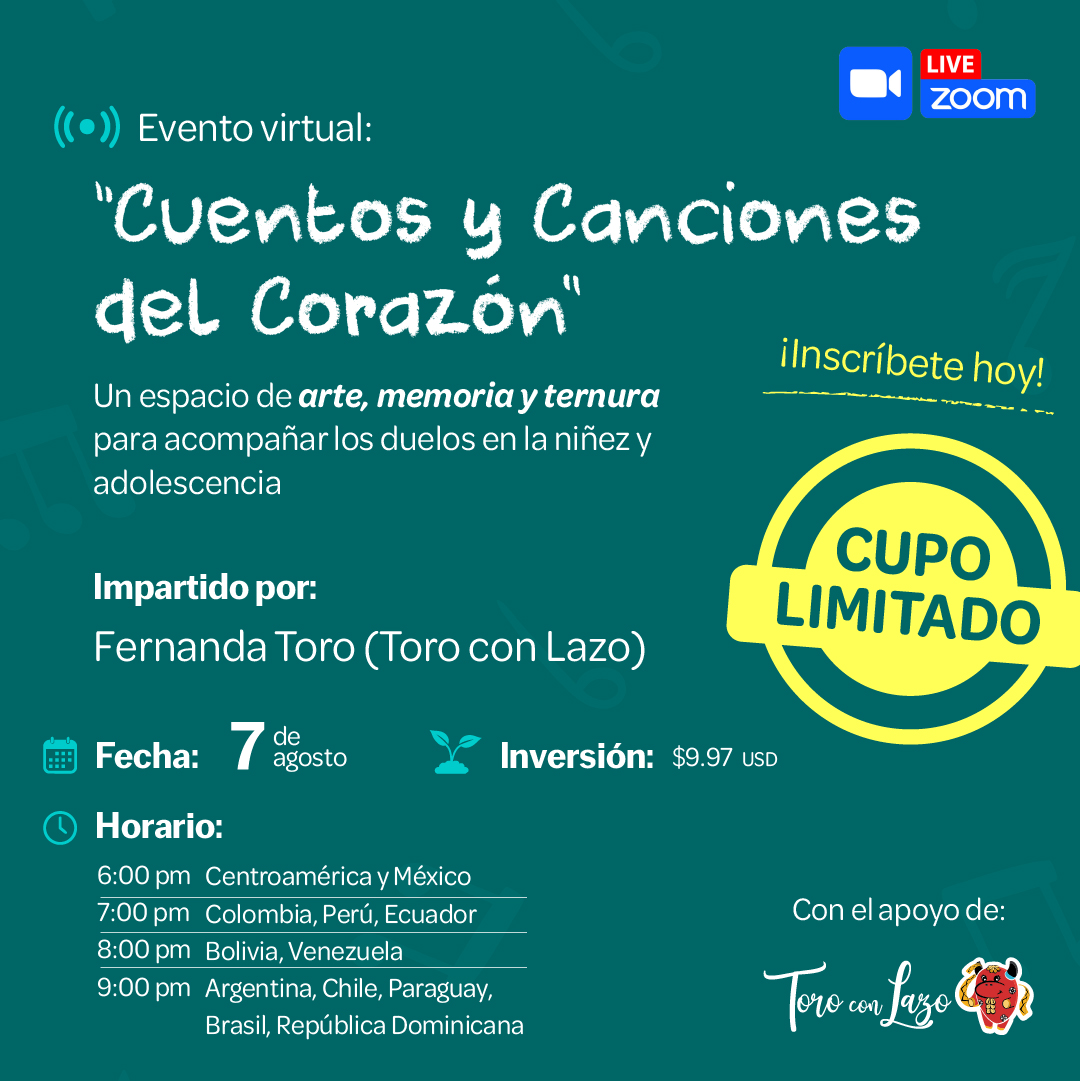 🎶 “Cuentos y Canciones del Corazón” | Taller virtual para acompañar desde el arte y la ternura los procesos de duelo en la niñez.
🗓️ 7 de agosto | 💸 $9.97 USD
🎟️ Inscríbete: bit.ly/46rNxy2
@conexionternura
#TernuraQueTransforma #NiñezConEsperanza