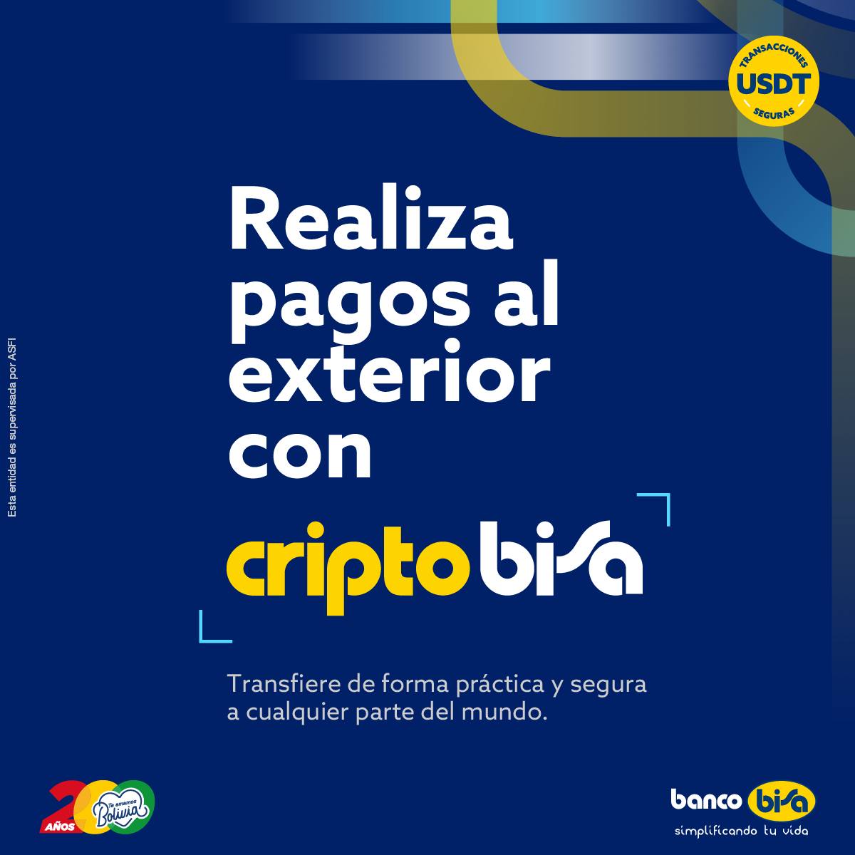 Compra y resguarda tu dinero en USDT.

Protege tus Bolivianos y haz transferencias seguras al extranjero.

¡Abre tu cuenta #CriptoBisa ahora!

Entra a: bisa.com/atulado/cuenta…