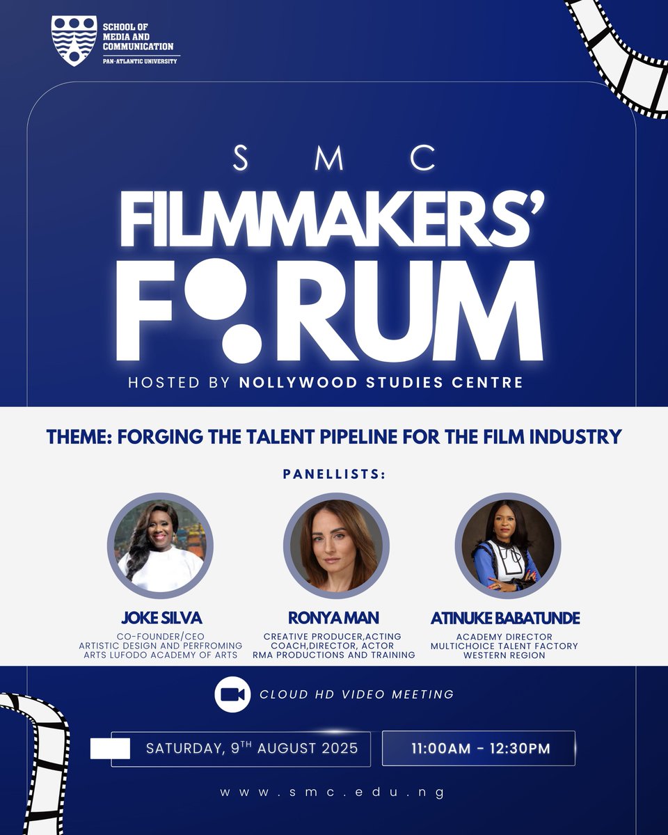 SMC (@smc_pau) on Twitter photo 🎬 How do we build a strong talent pipeline for Nollywood’s future?
Join the SMC Filmmakers’ Forum on Saturday, Aug 9, to explore the roles of education, mentorship & training in shaping Nigeria’s next film leaders.
🕚 11:00AM – 12:30PM | Hosted by Nollywood Studies Centre
🔗 🎬 How do we build a strong talent pipeline for Nollywood’s future?
Join the SMC Filmmakers’ Forum on Saturday, Aug 9, to explore the roles of education, mentorship & training in shaping Nigeria’s next film leaders.
🕚 11:00AM – 12:30PM | Hosted by Nollywood Studies Centre
🔗