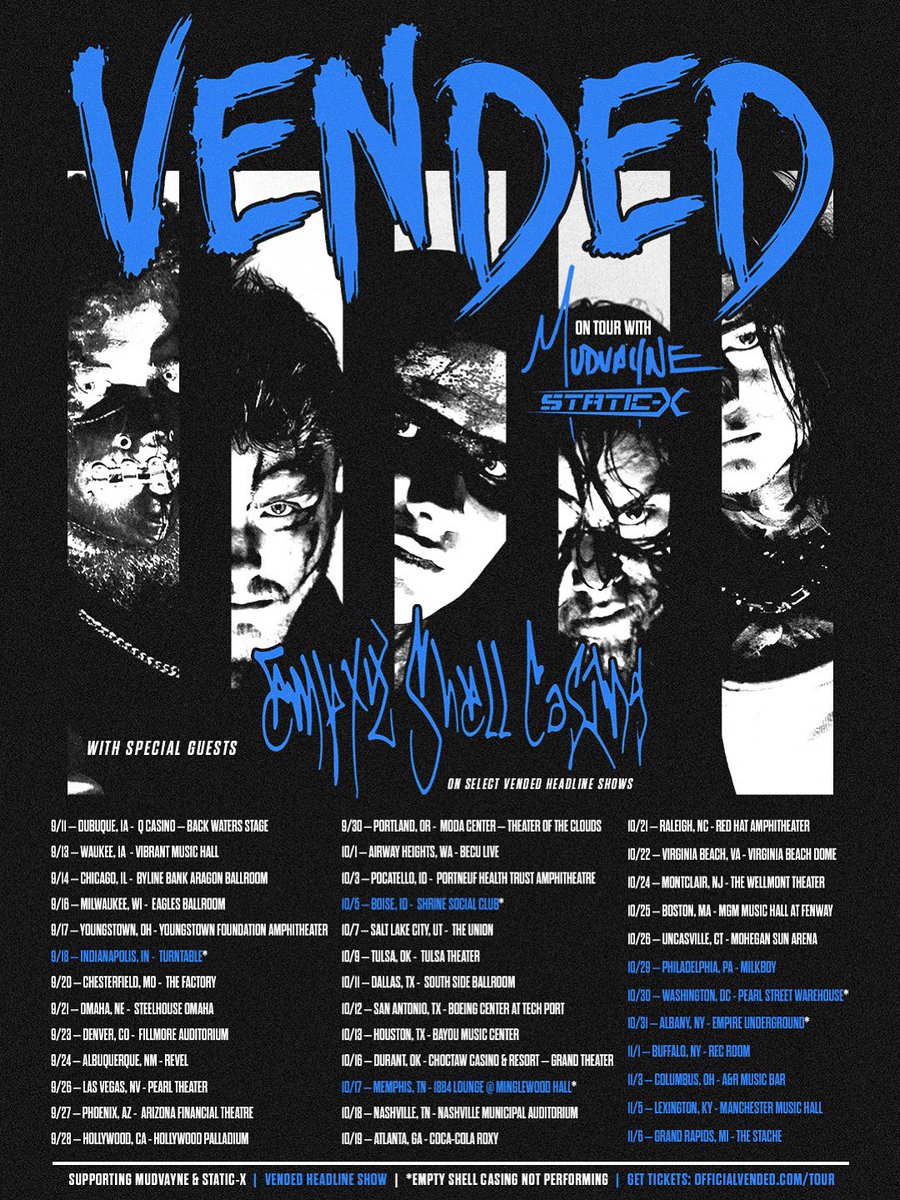 NORTH AMERICAN HEADLINERS‼️ We’re ripping some headline shows around our fall tour with @mudvayne and Static-x

Support by @emptyshellcasing on select dates