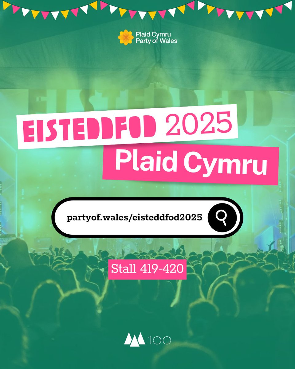 🏴󠁧󠁢󠁷󠁬󠁳󠁿 Plaid Cymru at the National Eisteddfod!

📍We'll be on the Maes all week at Stall 419-420
🗓️ Check everything we've got planned and RSVP - partyof.wales/eisteddfod2025

#steddfod2025 | Wrexham | 2-9 August