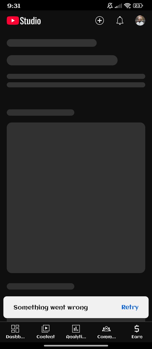 ShaikhIbadurrahman🅧 (@shaikhibadurra1) on Twitter photo <a href="/TeamYouTube/">TeamYouTube</a> YouTube Studio app keeps showing "Something went wrong" error. I want to check monetization but the app doesn’t load properly. Internet and app are both fine. Please help.
#YouTubeStudio #TeamYouTube #YouTubeHelp <a href="/TeamYouTube/">TeamYouTube</a> YouTube Studio app keeps showing "Something went wrong" error. I want to check monetization but the app doesn’t load properly. Internet and app are both fine. Please help.
#YouTubeStudio #TeamYouTube #YouTubeHelp