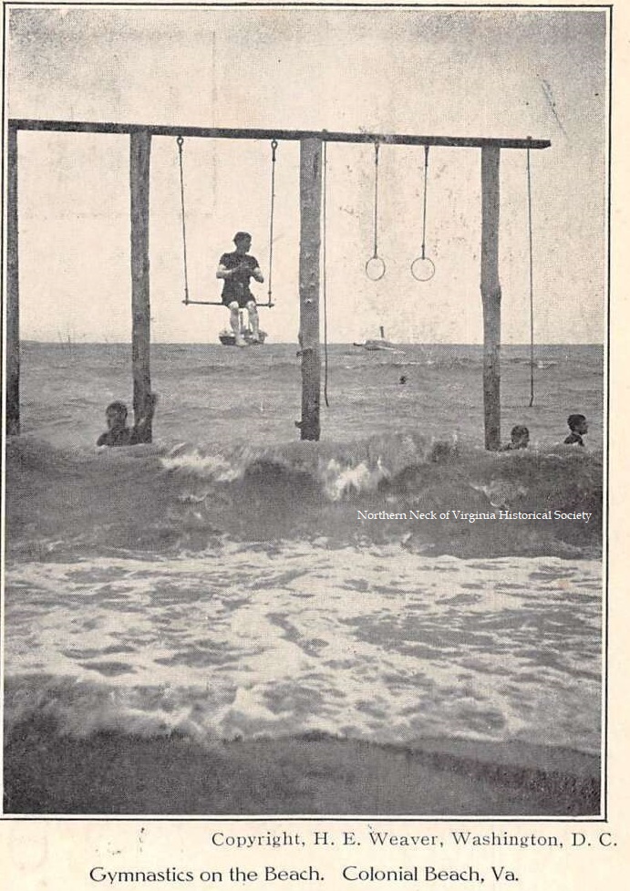 Gymnastics on the Beach. Colonial Beach, Virginia. Postcard postmarked 1906.