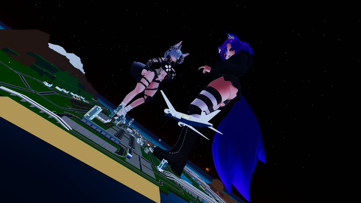 Lugzx's tweet image. Kaiju erupts between
@ArcadeVR1 
and
@ErianaVr 
There can only be one Queen of the monsters!  #vrchatcommunity #vrchatphotography #vrchatpictures #vrc #vr #VR #lugz #portfolioday #VRChat #VRChat_world紹介 #VRChatワールド紹介 #VRChat_World