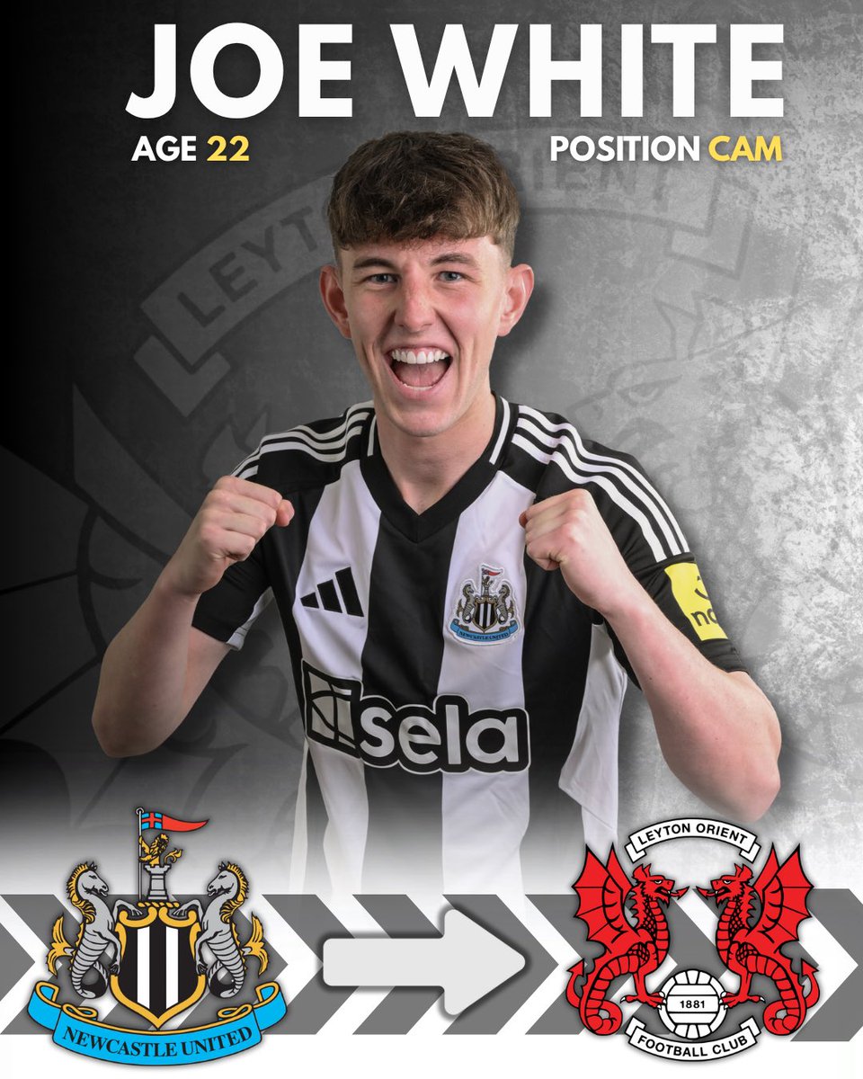✍️ Joe White signs for Leyton Orient on loan 

⚡️ Age: 22
🎯 Position: Attacking Midfield
📍 EFL experience
🧠 Known for creativity, vision &amp; flair

Welcome to the Orient, Joe! 🔴⚪ #LOFC #NUFC