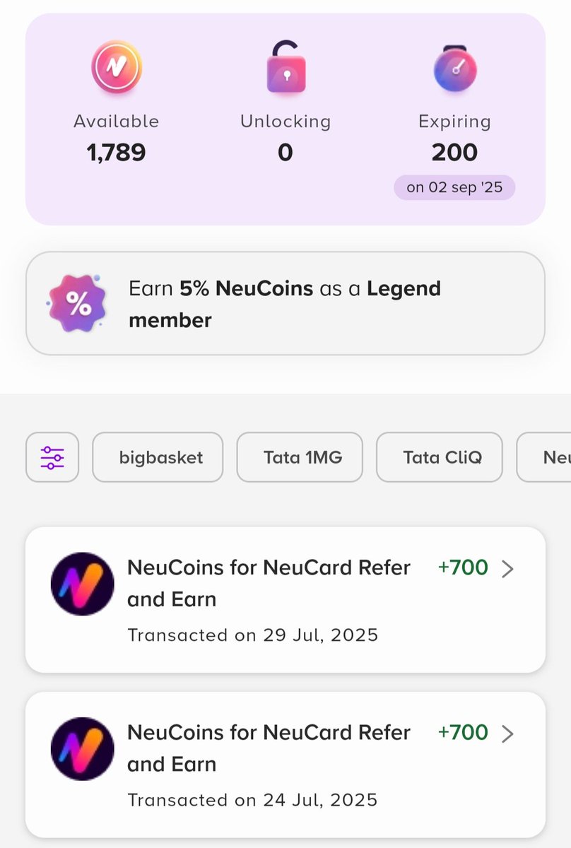 Since TATA Neu restricted my Neu account in Jan'24, I haven't posted a single referral tweet on NeuCard

Still Referral NeuCoins keep coming here n there 😂🤣

✨Magic✨
x.com/search?q=TATA%…