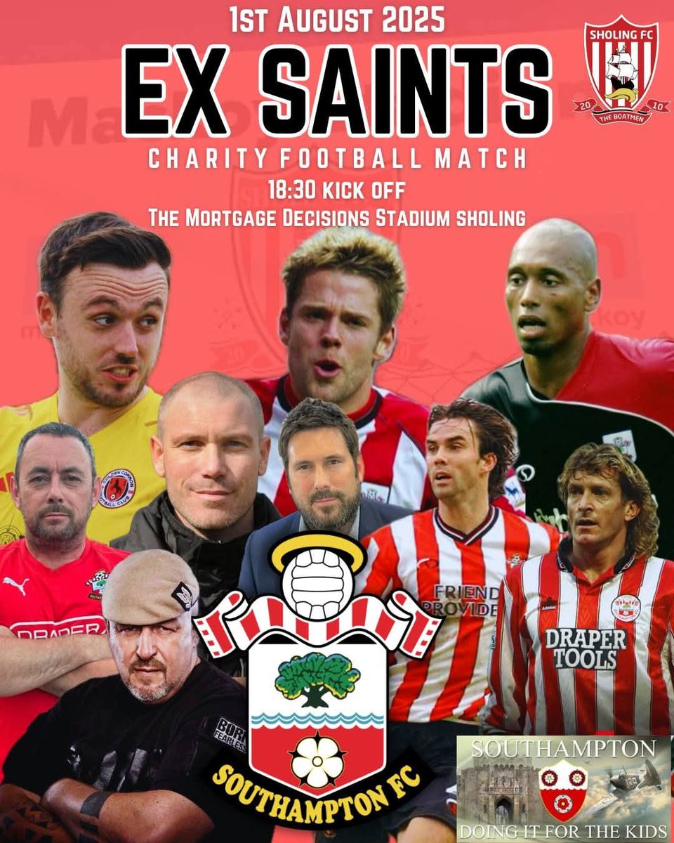 Fantastic charity match this Friday evening 1st August 2025
All in support of <a href="/SotonDIFTK/">Southampton DIFTK</a> and The Ex Saints Charities.
Gates open 5pm, KO 6.30pm
Raffle
Live music
Bar
Hot food available
Legends in abundance

Be great to see you there and reposts greatly appreciated

#Saintsfc