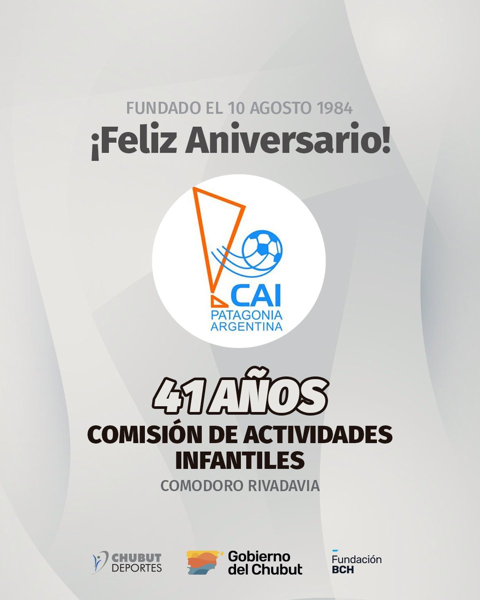 Feliz 41° Aniversario Comisión de Actividades Infantiles. 🎉 
#aniversario #club #chubutdeportes