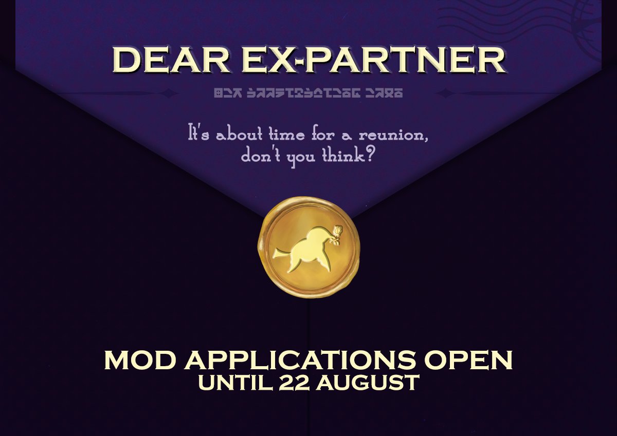 ✨MOD APPLICATIONS NOW OPEN✨

Dear Ex-Partner is now looking to expand their moderation team.  Don't worry, we're the real Mockingbird. We are looking for experienced finance mods, writing mods, and layout mods!

📅 7/29 - 8/22

Links below ⬇️