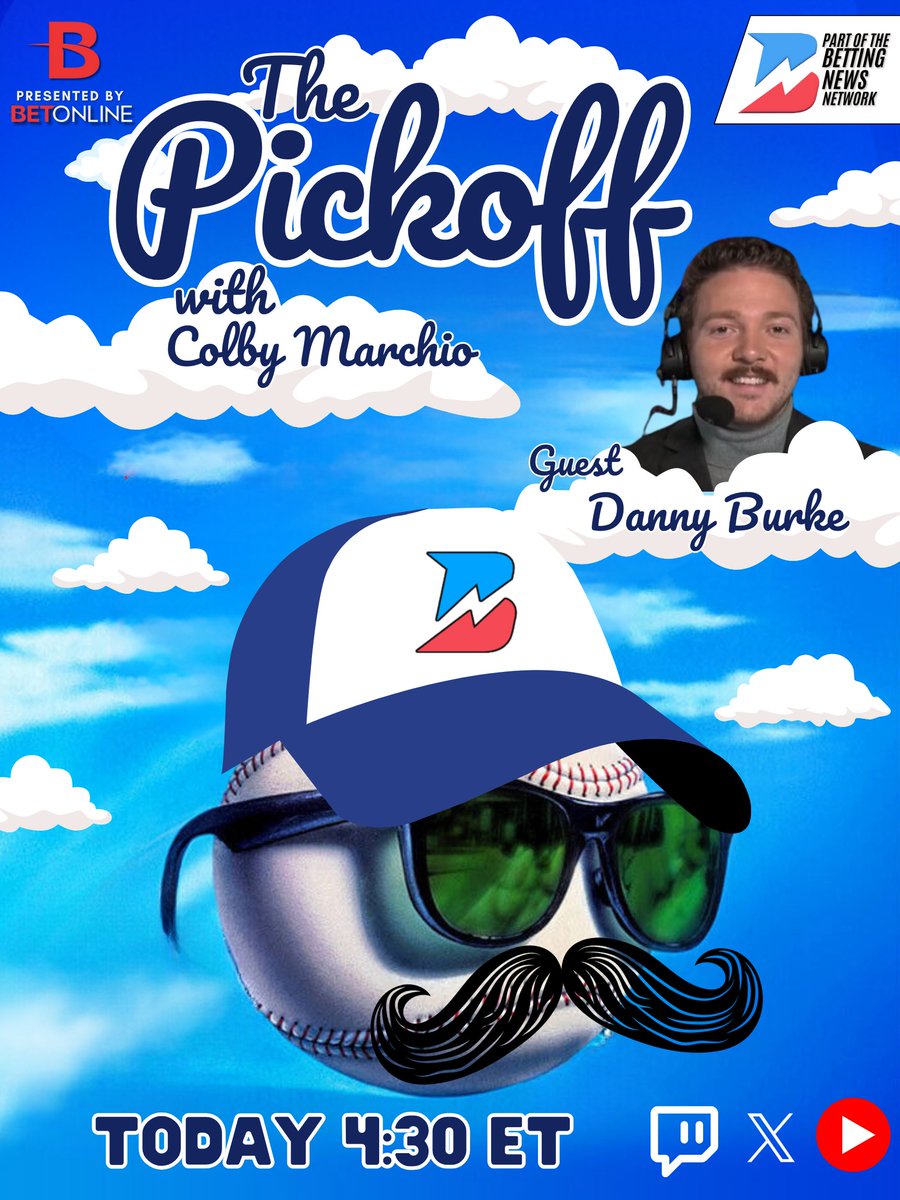 Betting News (@yourbettingnews) on Twitter photo Today on THE PICKOFF⚾️
Guest: <a href="/dannyburke5/">Danny Burke</a>
-MLB Futures & MVP Market📈📉
-Danny's Tuesday Bets
-Colby's Tuesday Bets
-Dinger Tuesday Props💥
🎙️@colbyMBets
TWITCH-> twitch.tv/bettingnews
KICK-> kick.com/bettingnews
See you at 4:30 ET⏲️ Today on THE PICKOFF⚾️
Guest: <a href="/dannyburke5/">Danny Burke</a>
-MLB Futures & MVP Market📈📉
-Danny's Tuesday Bets
-Colby's Tuesday Bets
-Dinger Tuesday Props💥
🎙️@colbyMBets
TWITCH-> twitch.tv/bettingnews
KICK-> kick.com/bettingnews
See you at 4:30 ET⏲️