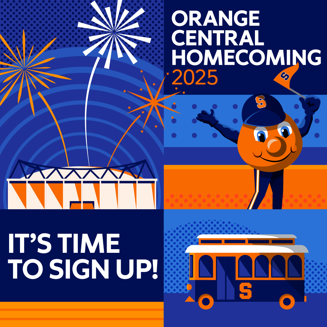 Get ready to come home! 🧡 

We can't wait to have you back on campus for Orange Central Homecoming Weekend! 

💠 Relive your favorite memories 
💠 Reunite with classmates 
💠 Experience the magic of #SyracuseU once again

🍊 Registration is now open! orangecentral.syr.edu