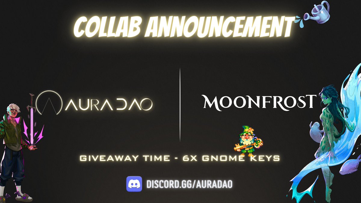 🎁 MOONFROST GIVEAWAY - 6 GNOME KEYS

Cozy game lovers, this one's for you 🌙
We are giving away 6 Gnome Keys (each worth $7) for access to <a href="/MoonfrostGame/">Moonfrost</a>  one of the most charming games being built in Web3.

To enter:
➤ Like &amp; RT
➤ Follow <a href="/Aura_DAO/">Aura DAO</a> + <a href="/MoonfrostGame/">Moonfrost</a>
➤ Reply