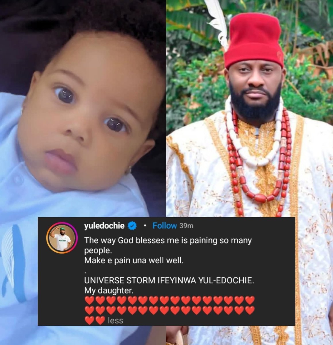 "The way God blesses me is paining so many people" - Actor Yul Edochie says as he shares photo of his beautiful daughter.