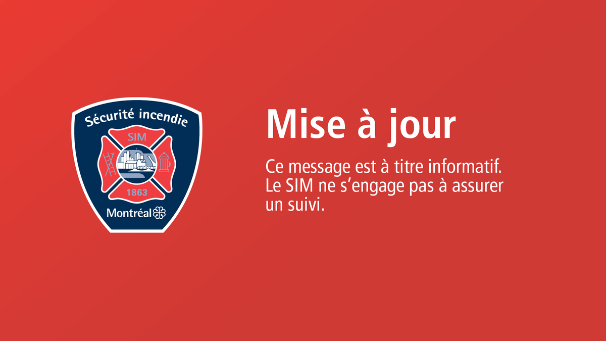 Feu de bâtiment - Intersection rue Bélanger et rue D'Iberville - Quatrième alarme - Coupure de courant possible. Merci d'éviter le secteur.