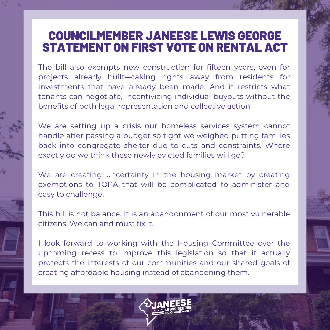 CMLewisGeorgeW4's tweet photo. This RENTAL Act does not create balance. It is an abandonment of our most vulnerable citizens. We can and must fix it. https://t.co/jYknX1cSmW
