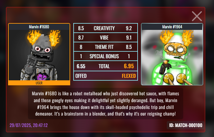 MaarsComics's tweet image. DO HAVE A WALLET FULL OF NFT RUGS?
Now is the time to use them and have FUN!
For the last 6 months I have been experimenting with a new way people can and WILL interact with their NFT's and our MENTAL MARVIN just got a Beta.1.0 release to test.
I PRESENT YOU! 
FLEX-OFF! !
🧵