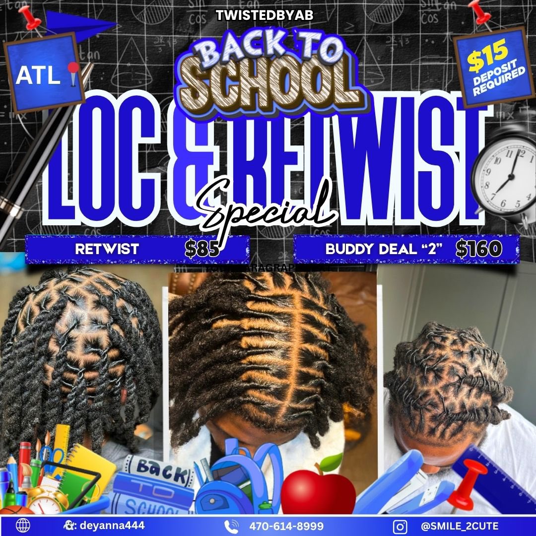 smile_2cute's tweet photo. Need a Retwist??? Book with the finest, wash &amp; style is always included🙂‍↔️ BEST PRICES, BEST STYLES w the BEST VIBE 🥳 DM ME, SLIDE UP, WHATEVER ‼️ Let’s Work. #Atlanta  #Loctician #Retwist https://t.co/YEQkiHePlJ