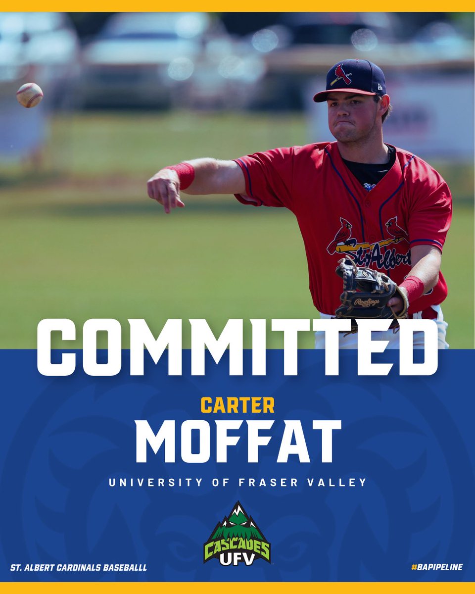 Baseball Alberta Pipeline (@bapipeline) on Twitter photo Congratulations to Carter Moffat on his commitment to the University of Fraser Valley.
Moffat has been a member of the St. Albert Cardinals <a href="/BAEliteLeague/">BAEL</a> team.
<a href="/SAMBA18UBAEL/">SAMBA 18U BAEL Cardinals</a> • #NextLevel Congratulations to Carter Moffat on his commitment to the University of Fraser Valley.
Moffat has been a member of the St. Albert Cardinals <a href="/BAEliteLeague/">BAEL</a> team.
<a href="/SAMBA18UBAEL/">SAMBA 18U BAEL Cardinals</a> • #NextLevel