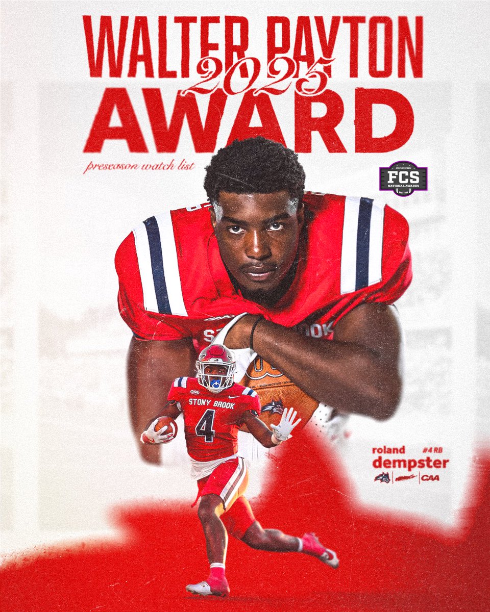 Stony Brook Football (@stonybrookfb) on Twitter photo Built for the spotlight βοΈ
Roland has been named to the 2025 Walter Payton Award Watch List for FCS Offensive Player of the Year!
ππΊ x #As1 x <a href="/RolandDempster4/">Roland Dempster</a> Built for the spotlight βοΈ
Roland has been named to the 2025 Walter Payton Award Watch List for FCS Offensive Player of the Year!
ππΊ x #As1 x <a href="/RolandDempster4/">Roland Dempster</a>