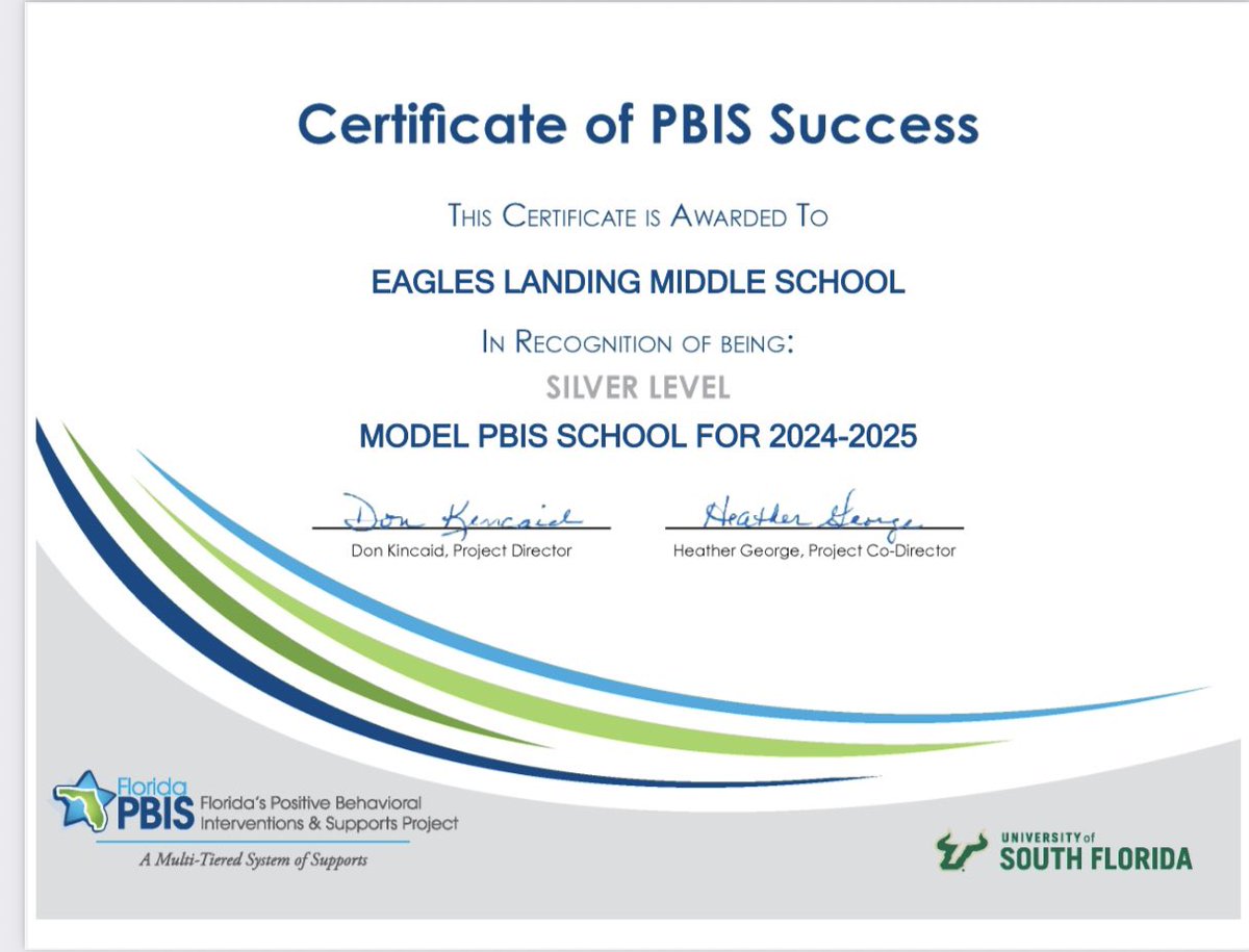 Susan Damiani (@damianisdpbc) on Twitter photo Proud to share that Eagleβs Landing Middle School has achieved Silver Status in PBIS! π¦
β¨ This recognition reflects our unwavering commitment to positive behavior, student success, and creating a supportive school culture. #PBIS #ELMSPride #StudentSuccess <a href="/DRizzattiPBCSD/">Dominick Rizzatti</a> Proud to share that Eagleβs Landing Middle School has achieved Silver Status in PBIS! π¦
β¨ This recognition reflects our unwavering commitment to positive behavior, student success, and creating a supportive school culture. #PBIS #ELMSPride #StudentSuccess <a href="/DRizzattiPBCSD/">Dominick Rizzatti</a>