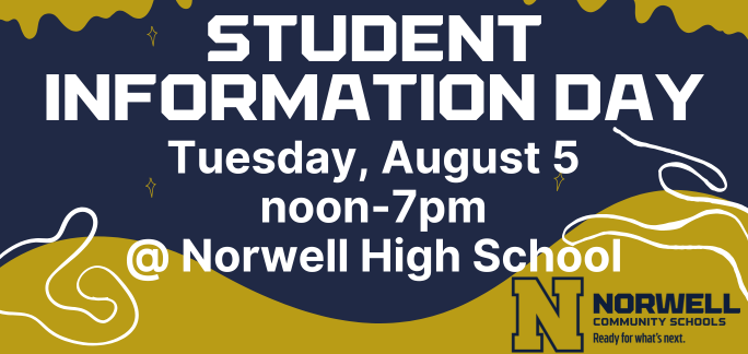LCESBobcats's tweet photo. Mark your calendar for Student Information Day for All Norwell Community Schools Students!! https://t.co/dYYbqsR88B https://t.co/BYRFW4LnVY