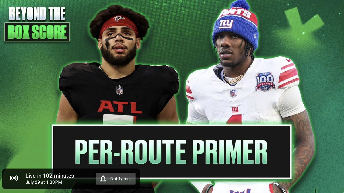 Beyond the Box Score:

Live on YT at 2 pm ET: youtube.com/live/WdU6lrFX4…

Deep dive on the WR position with <a href="/DanSchneierNFL/">Dan Schneier</a>!