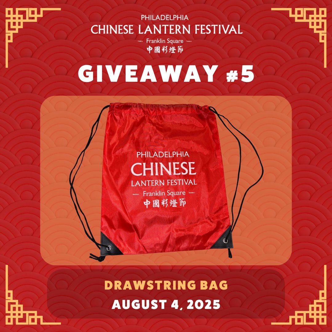 MONDAY GIVEAWAYS CONTINUE! 🎭🌬
Monday, August 4, the first 500 visitors will receive a branded DRAWSTRING BAG! Don't miss your chance to get #PhillyLanternFest swag! 

Purchase your tickets at PhillyChineseLanternFestival.com (link in bio)

#ChineseLanternFestivalPHL #FranklinSquare