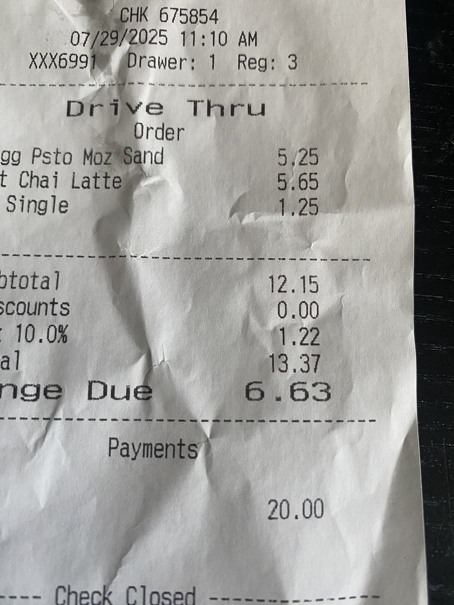 Starbucks order was 1337