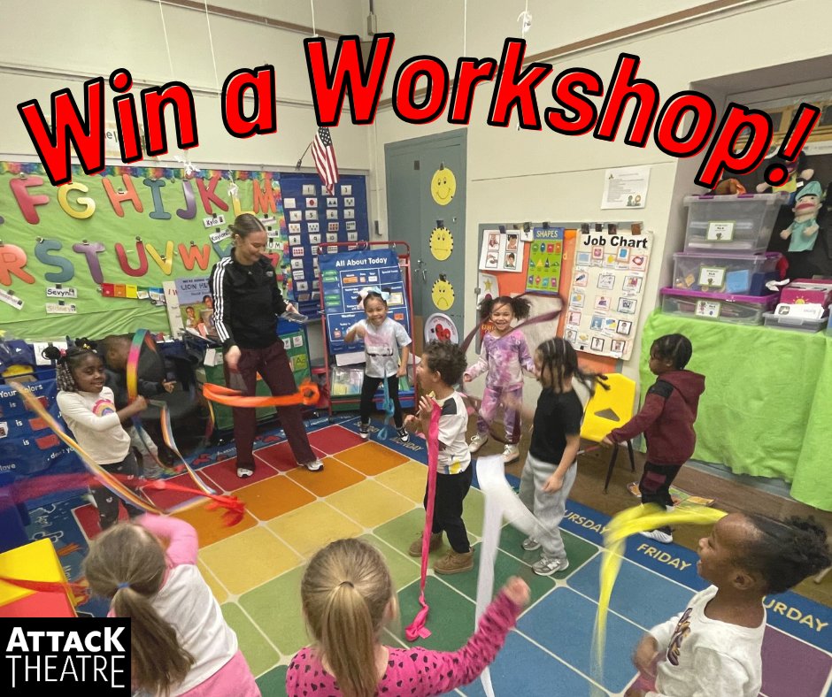 🎟️🏆Enter our #raffle to #WinaWorkshop for your #school or #communityprogram! We offering #free workshops to raffle winners for the school year. Fill out our form in our bio to enter! 

We draw one winner every Tues in August, so make sure you enter before then!

#attacktheatre