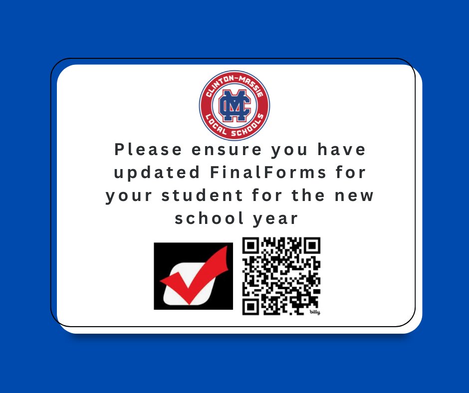✨Its time to ensure FinalForms is complete for the 25-26 school year. ✏️📚🌟

FinalForms Link bit.ly/4oaUXvX
25-26 school year calendar bit.ly/3IIFTFP