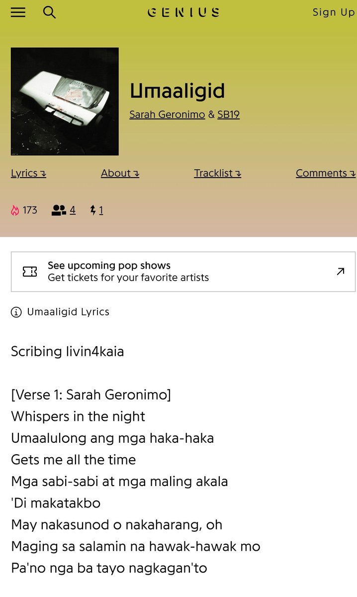 maria171819g's tweet photo. Search nyo rin lyrics sa Genius para mag chart dun!

SB19 AND SARAHG RELEASE
@SB19Official #SB19
@JustSarahG #SarahGeronimo
#UmaaligidOutNow https://t.co/6YIwUifz9L