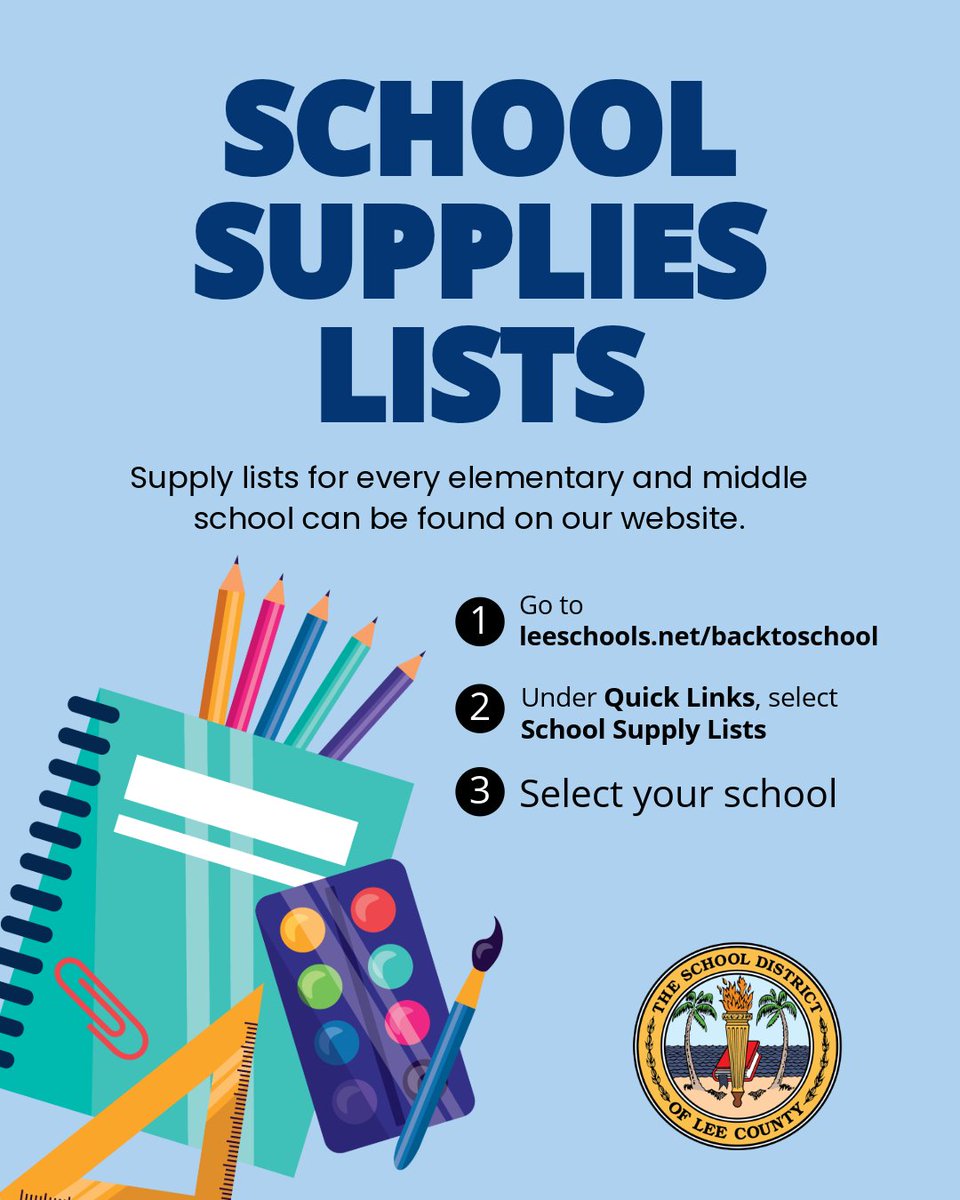 You can find supply lists by school here: leeschools.net/parent_portal/…
