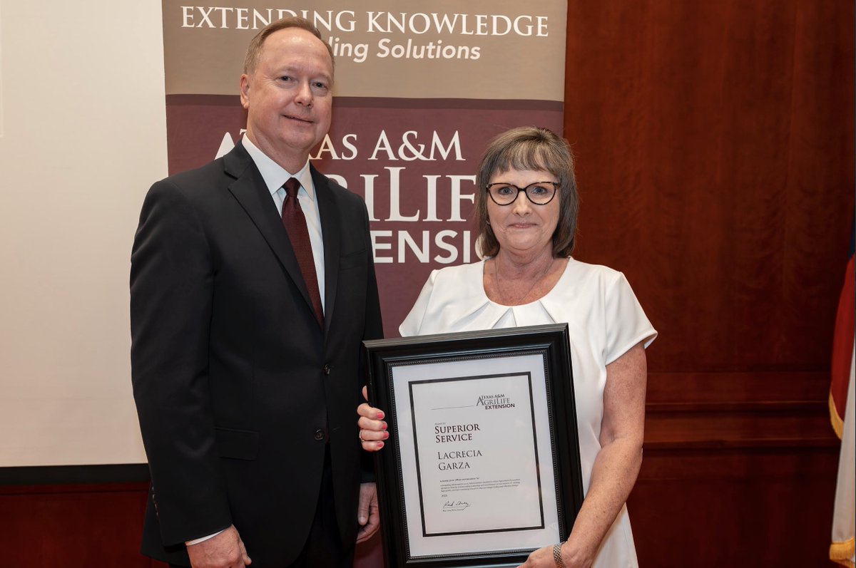 We are thrilled to congratulate our own Lacrecia Garza who recently won the Texas A&amp;M AgriLife Extension award for Administrative Support.  There is no one more deserving of this recognition!
agrilifetoday.tamu.edu/2025/07/25/sup…
