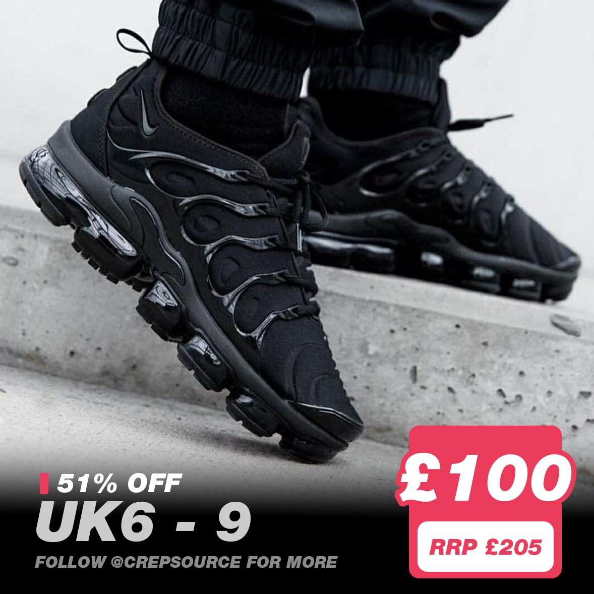 ad: £100 Vapormax Plus via Footlocker 

UK6 - 9 > crep.so/3UEZA3G