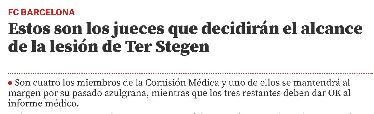 Uno de los jueces de la comisión medica se mantendrá fuera del caso Ter Stegen por su pasado blaugrana (comprensible)

Sin embargo Parga, Louzan, Tebas, Chema Alonso, Negredo no se mantendrán fuera de decisiones para la competición pese a su vinculación al madrid

Curioso no?